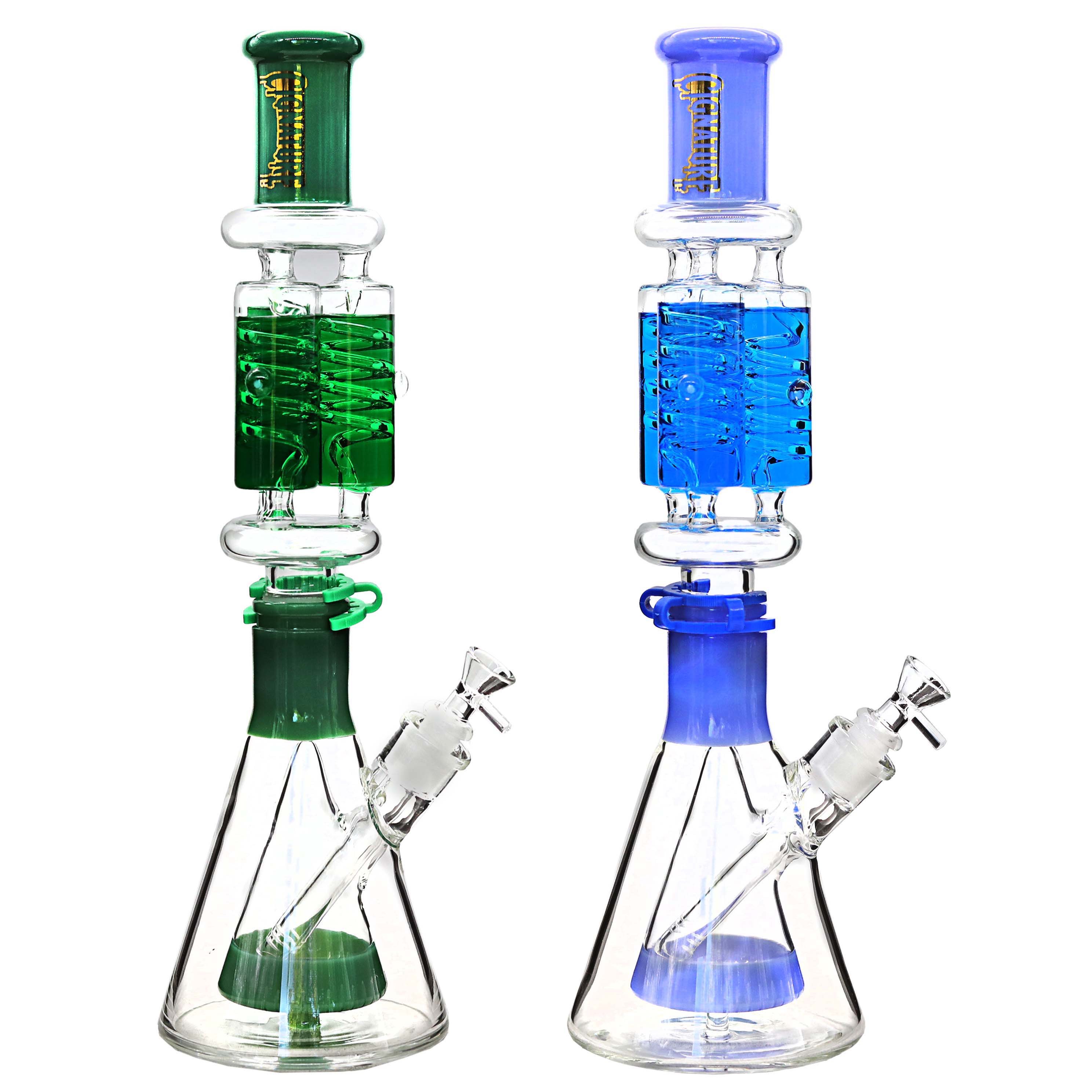 Cignature Triple Freezable Coil Heavy Beaker Waterpipe (FGP3473) | 17 inch | Assorted Colors product image